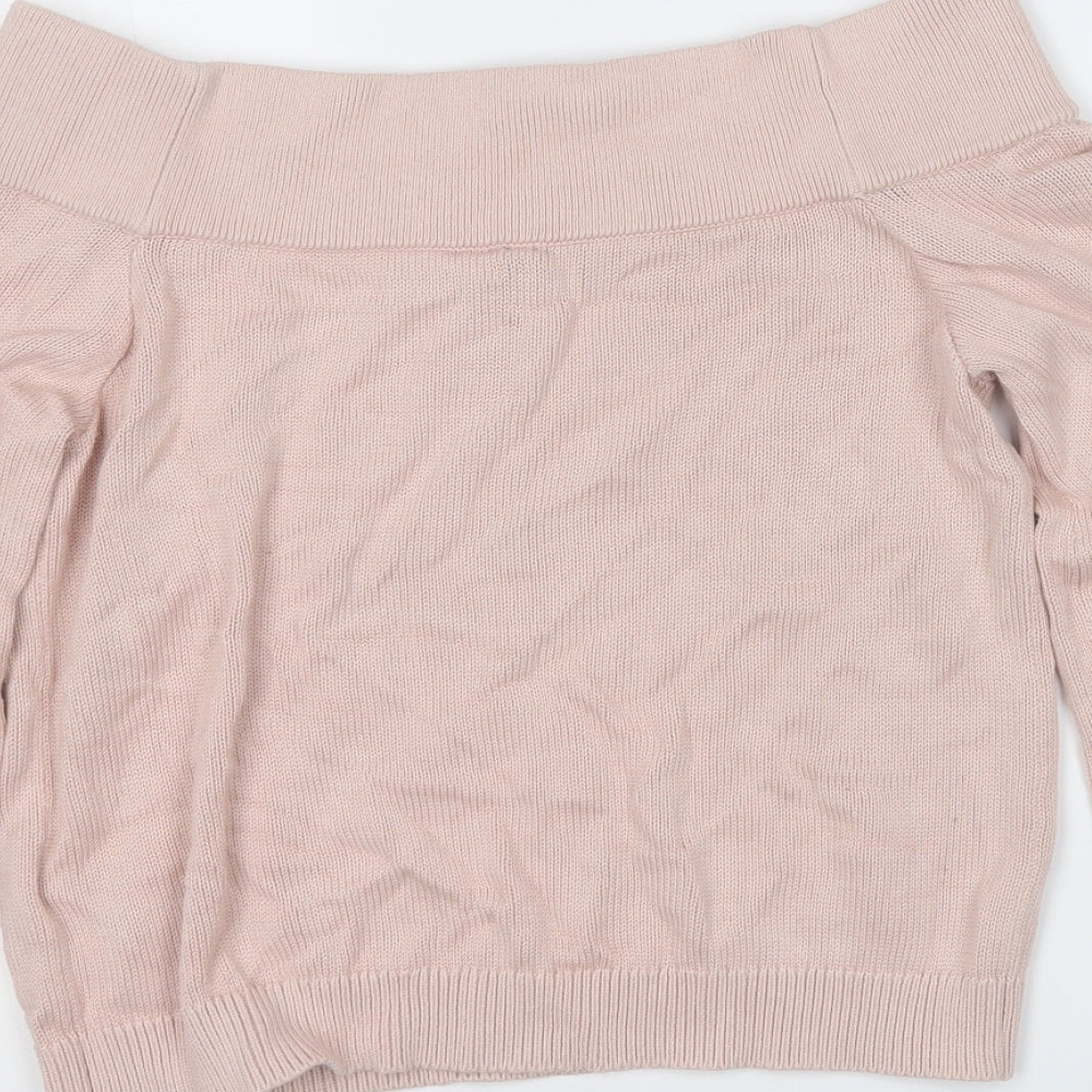 Divided Womens Pink Round Neck  Cotton Pullover Jumper Size S