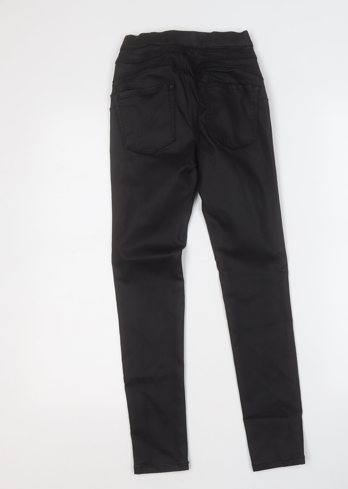 NEXT Womens Black  Polyester Jegging Trousers Size 6 L25 in Regular  - Pleather