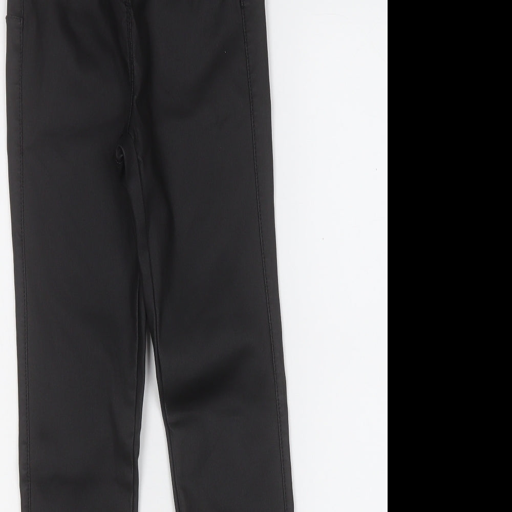 NEXT Womens Black  Polyester Jegging Trousers Size 6 L25 in Regular  - Pleather