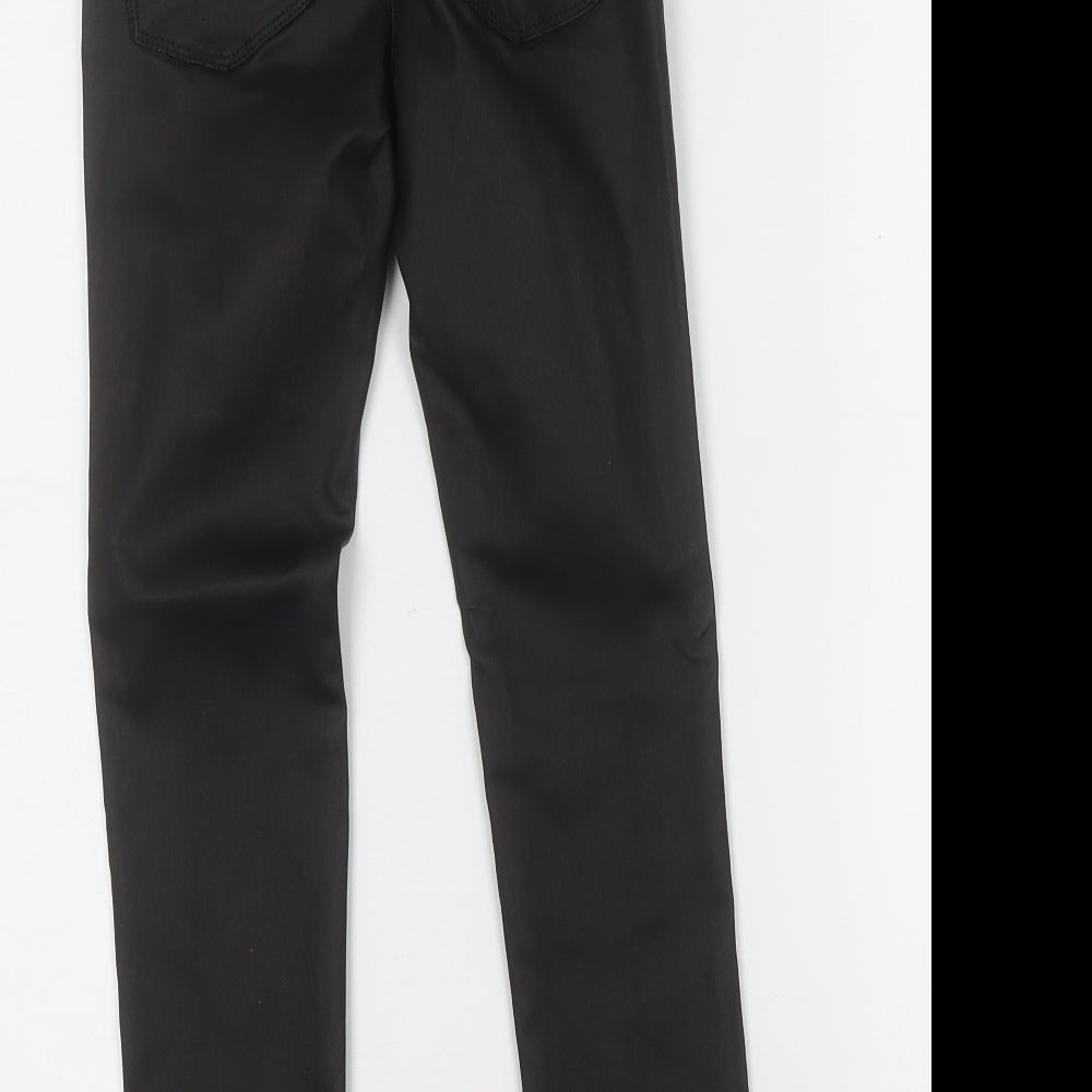 NEXT Womens Black  Polyester Jegging Trousers Size 6 L25 in Regular  - Pleather