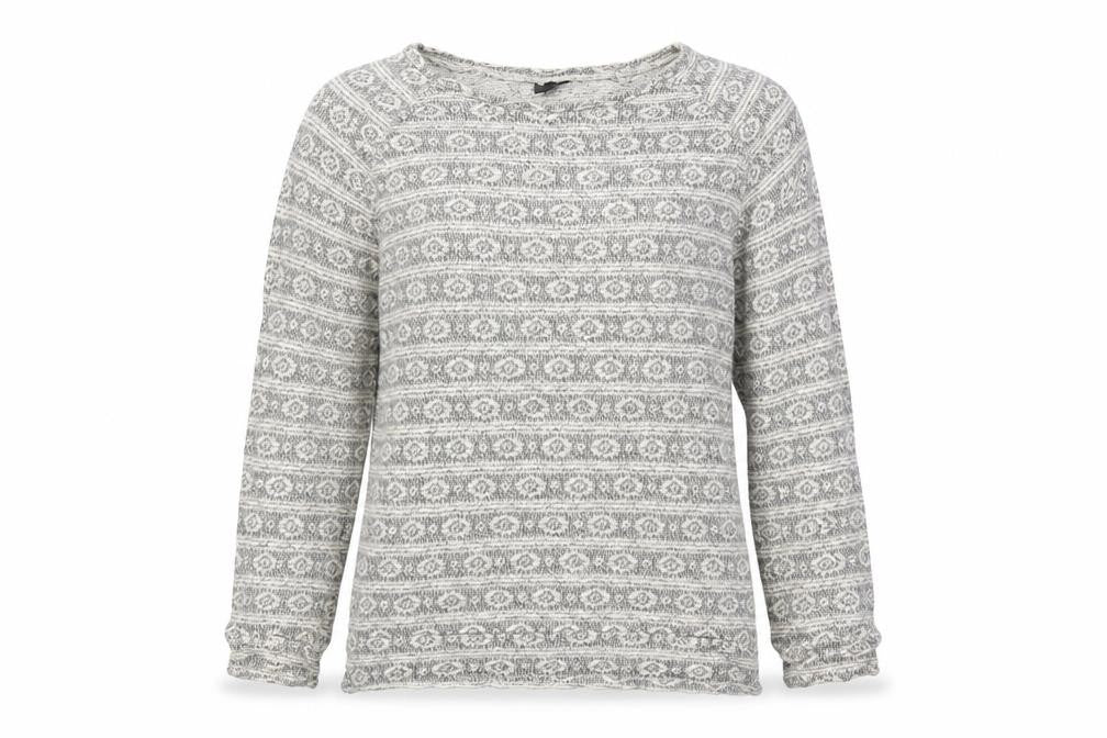 Sparkle & Fade Womens White Round Neck Geometric Cotton Pullover Jumper Size M