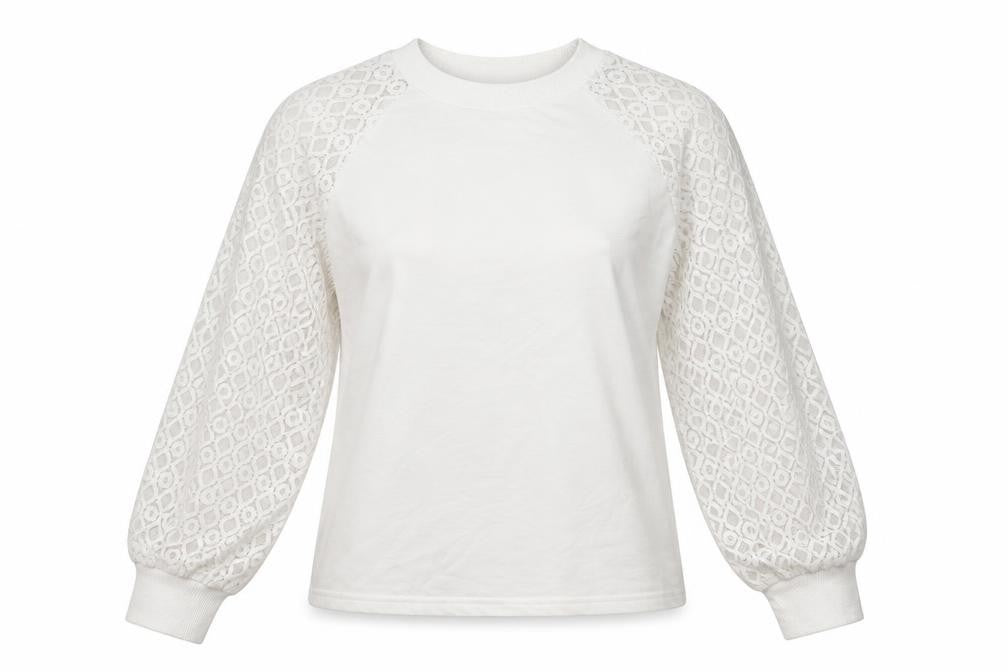 SheIn Womens White  Polyester Pullover Sweatshirt Size S