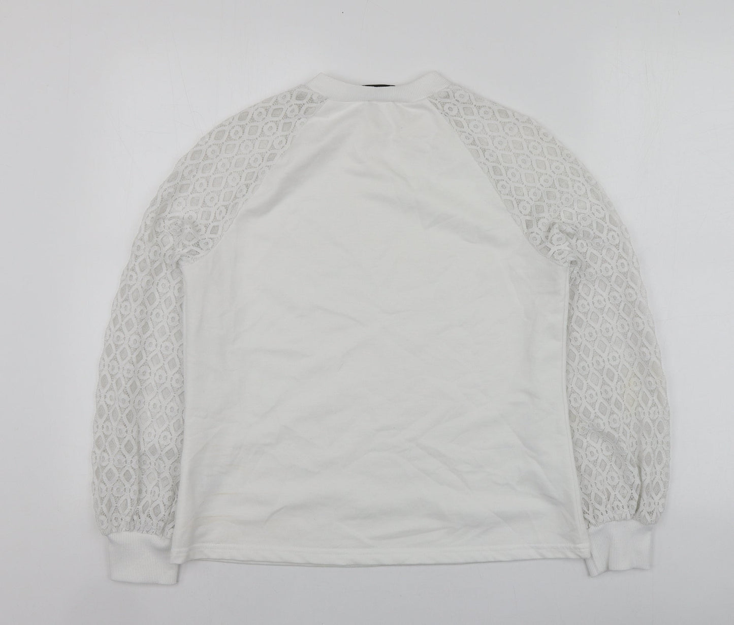 SheIn Womens White  Polyester Pullover Sweatshirt Size S