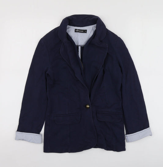 Internacionale Womens Blue  Cotton Jacket Blazer Size 6