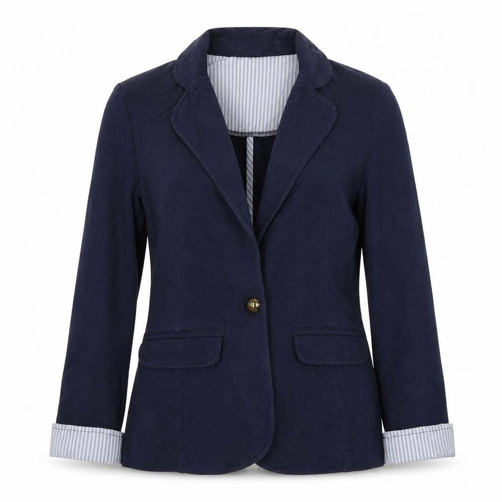 Internacionale Womens Blue  Cotton Jacket Blazer Size 6