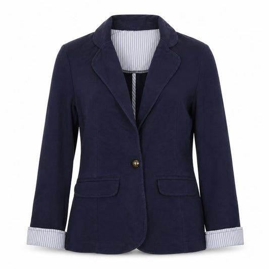 Internacionale Womens Blue  Cotton Jacket Blazer Size 6