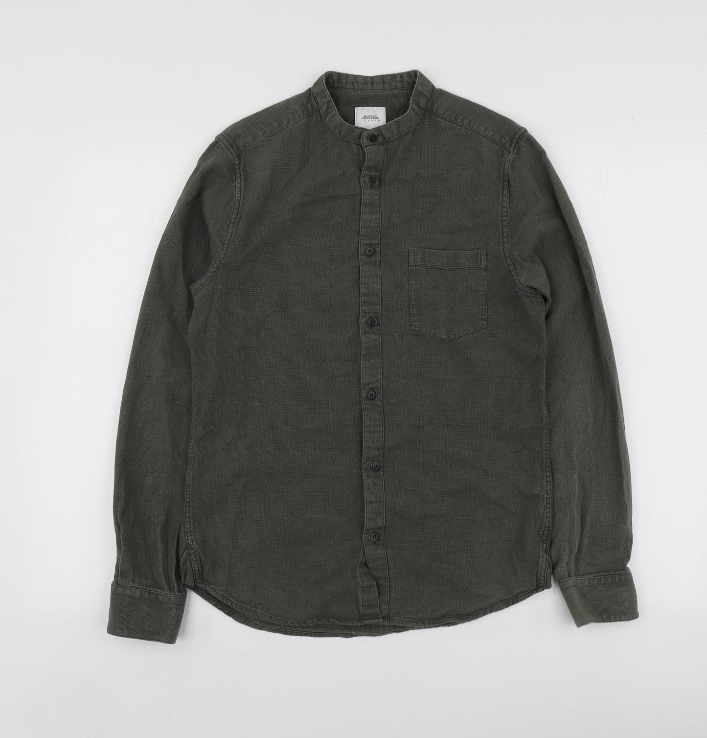 Burton Menswear Mens Green  Cotton  Button-Up Size S Collared