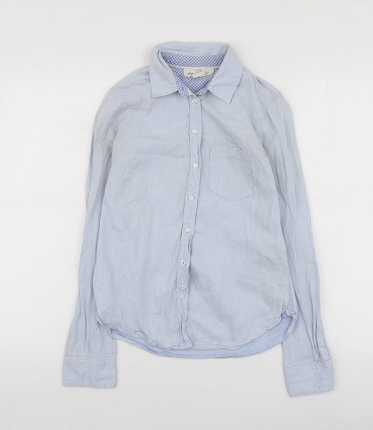 H&M Womens Blue  Cotton Basic Button-Up Size 32 Collared