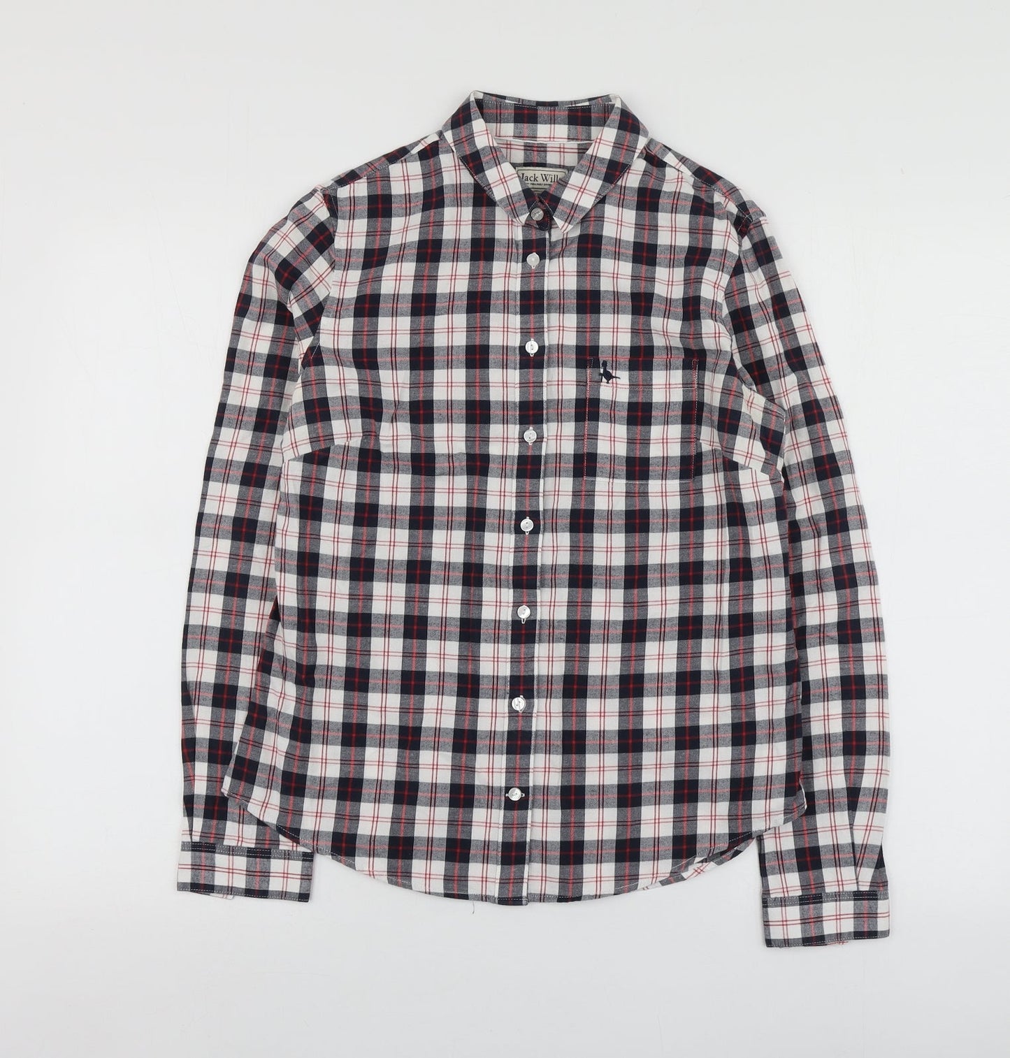 Jack Wills Womens Blue Plaid Cotton Basic Button-Up Size S Collared
