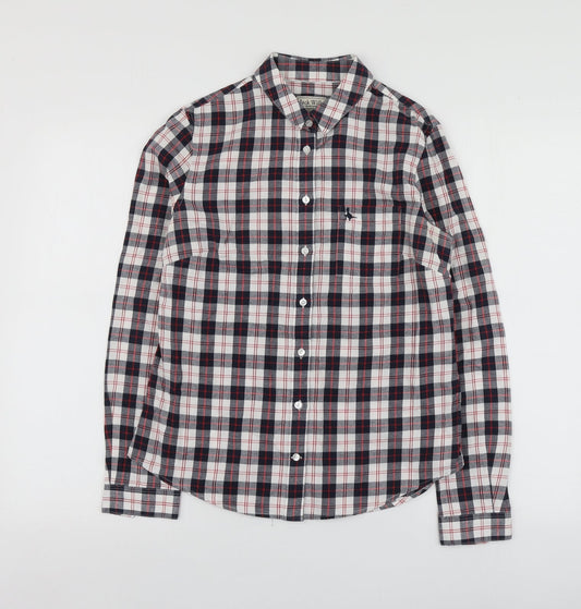 Jack Wills Womens Blue Plaid Cotton Basic Button-Up Size S Collared