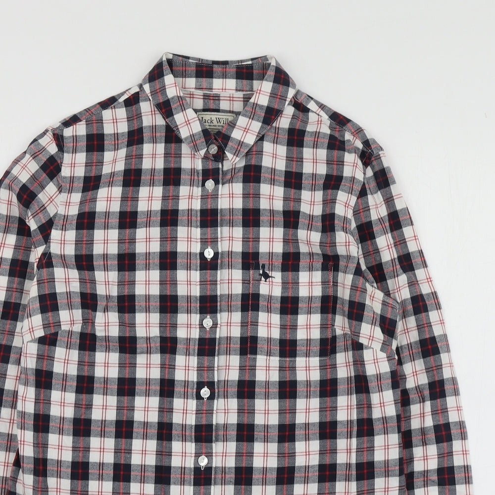 Jack Wills Womens Blue Plaid Cotton Basic Button-Up Size S Collared