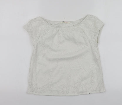 Preloved H&M Girls White  Cotton Basic Blouse Size 13-14 Years Square Neck - Front