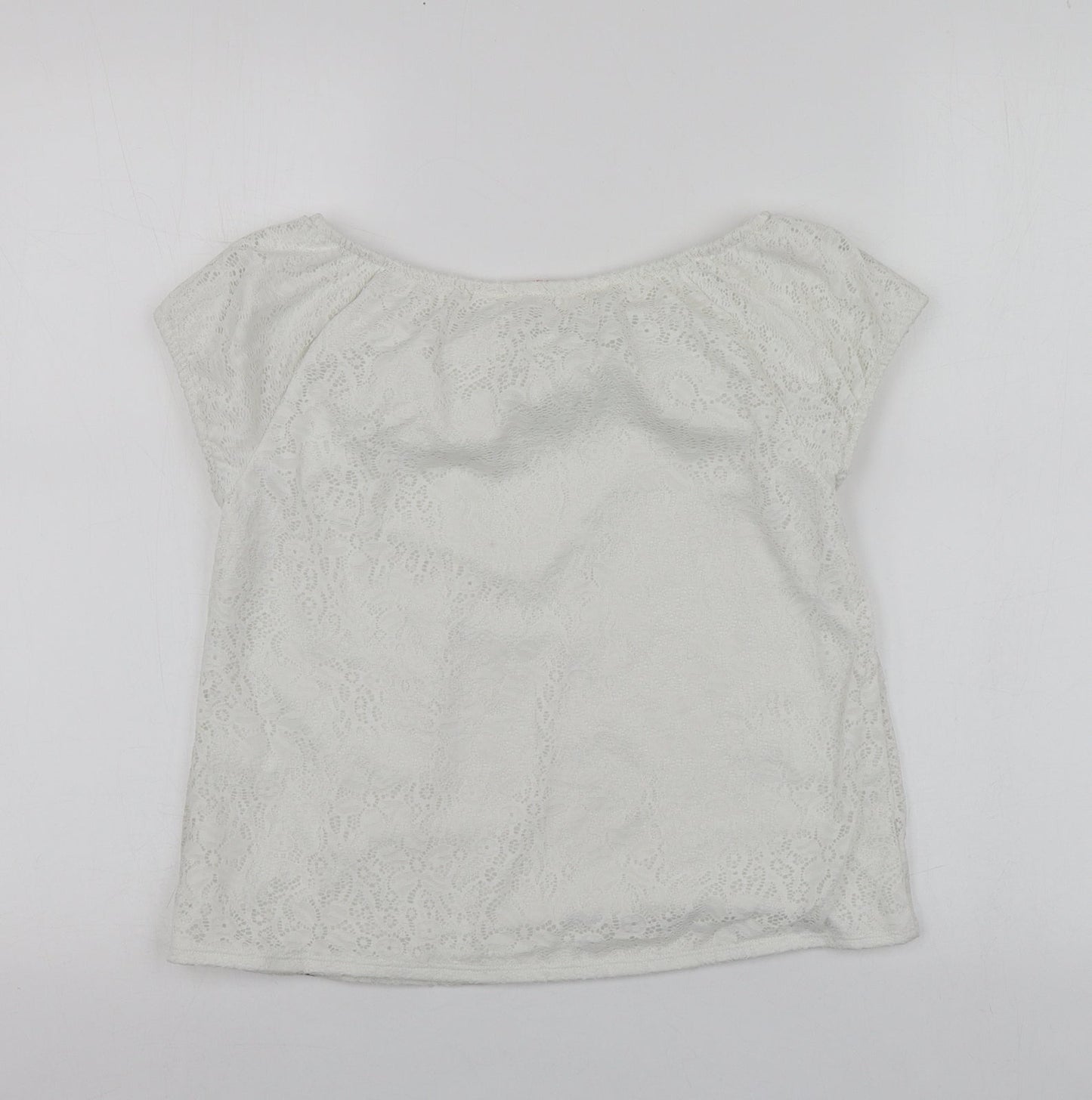 H&M Girls White  Cotton Basic Blouse Size 13-14 Years Square Neck