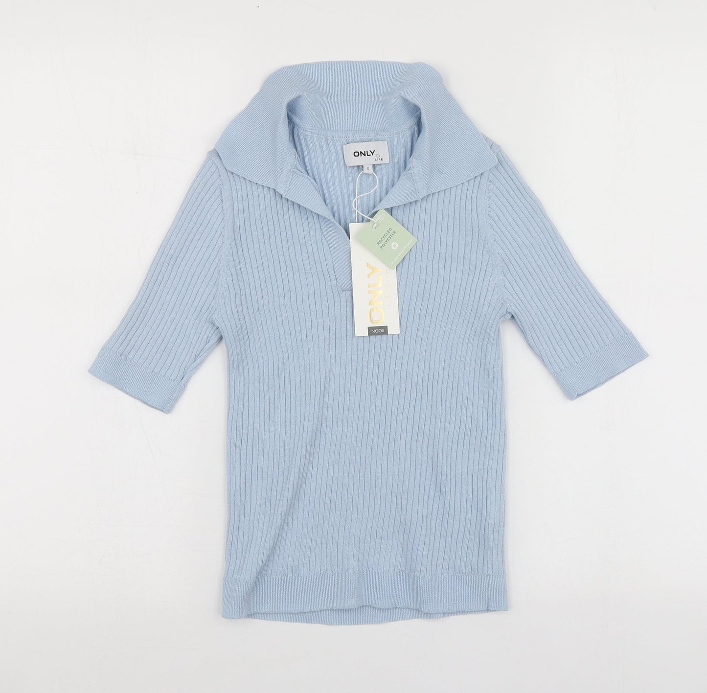 Only  Womens Blue V-Neck  Polyester Pullover Jumper Size S