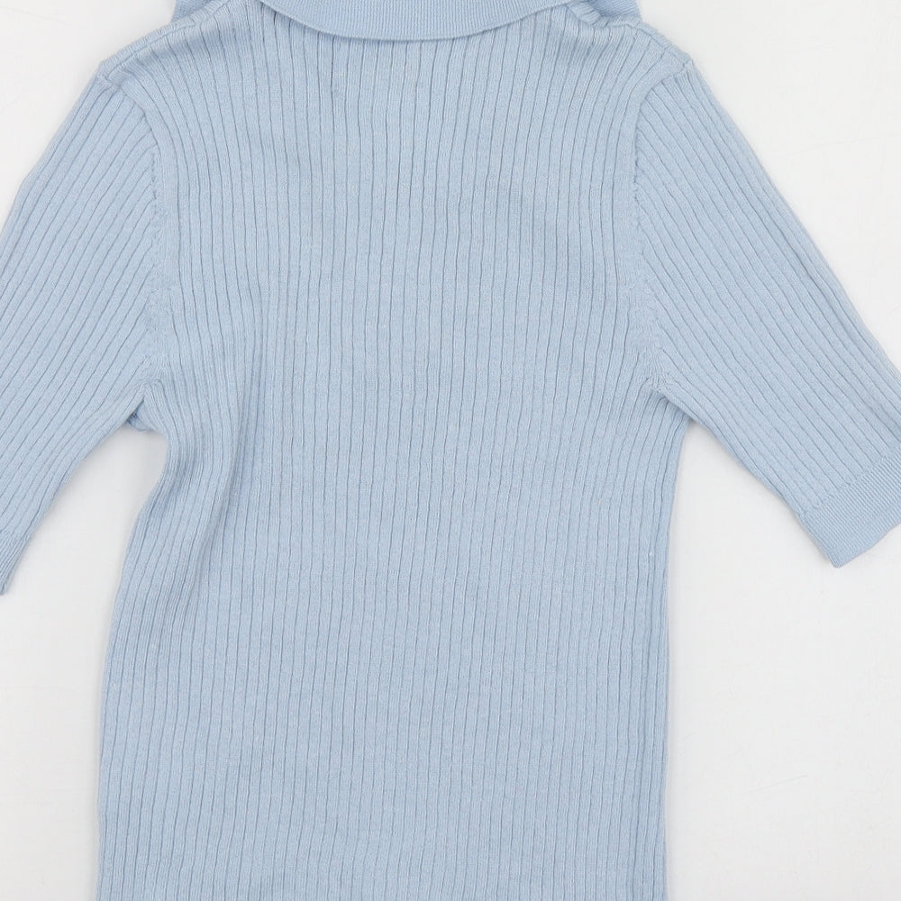 Only  Womens Blue V-Neck  Polyester Pullover Jumper Size S