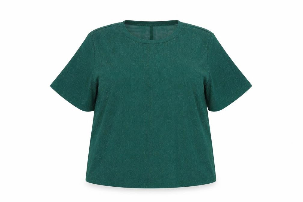 SheIn Womens Green  Nylon Basic Blouse Size 2XL Crew Neck