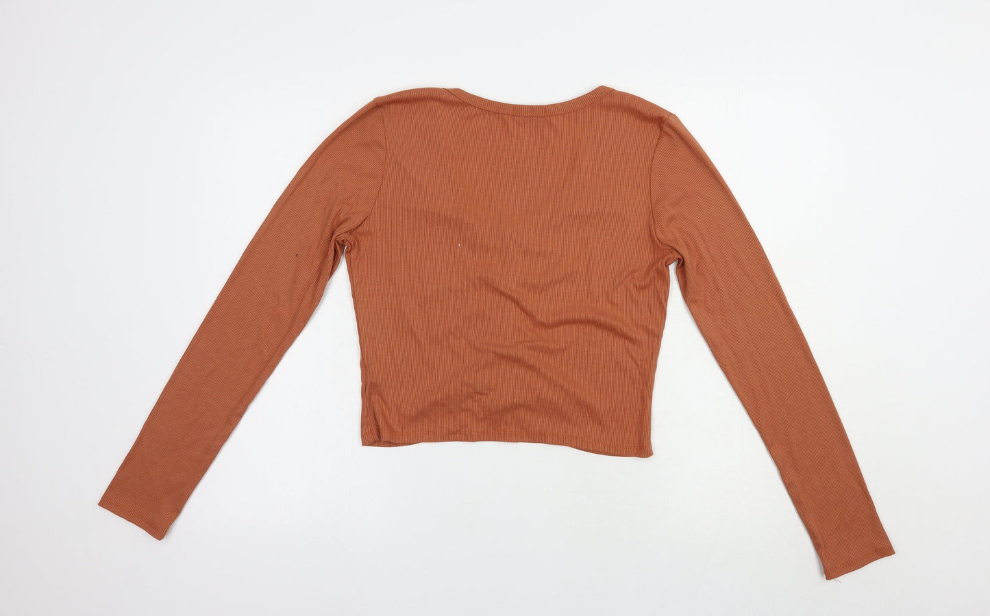 Heart & Hips Womens Brown  Viscose Basic T-Shirt Size L V-Neck