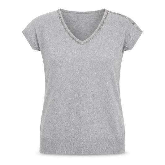Wallis Womens Silver  Viscose Tunic Blouse Size S V-Neck