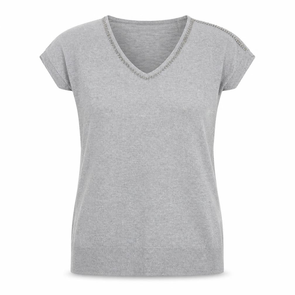 Wallis Womens Silver  Viscose Tunic Blouse Size S V-Neck