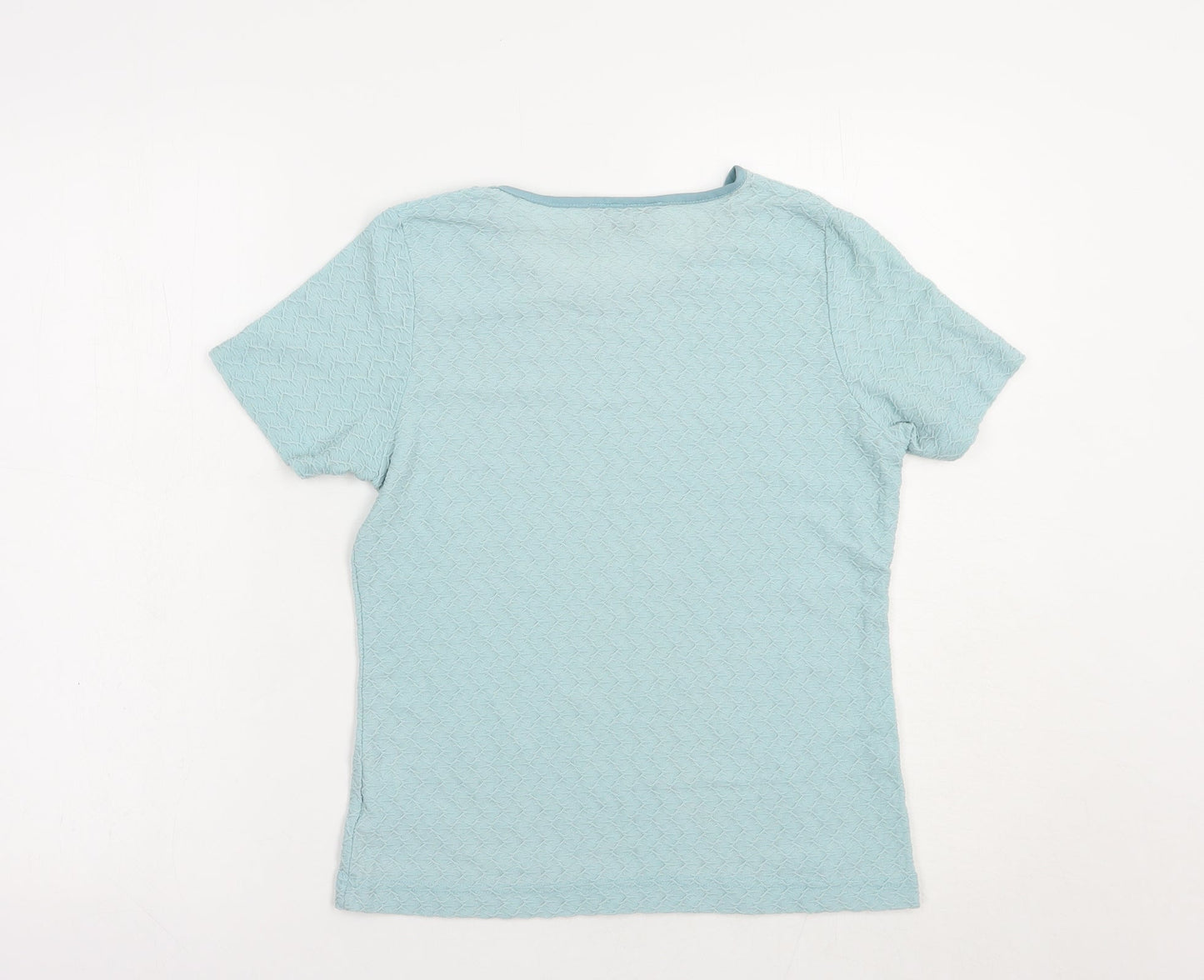 Emreco Womens Blue  Nylon Basic T-Shirt Size 12 Crew Neck