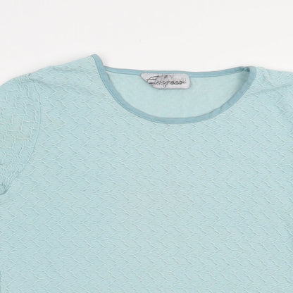 Emreco Womens Blue  Nylon Basic T-Shirt Size 12 Crew Neck