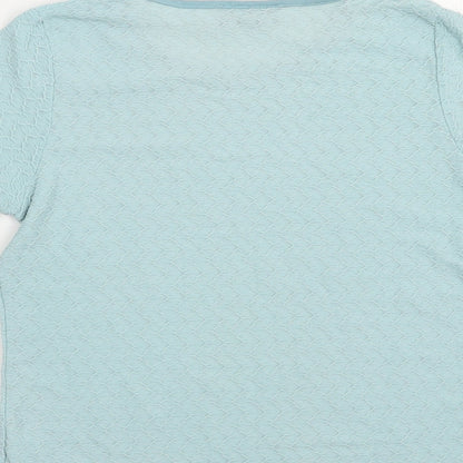 Emreco Womens Blue  Nylon Basic T-Shirt Size 12 Crew Neck