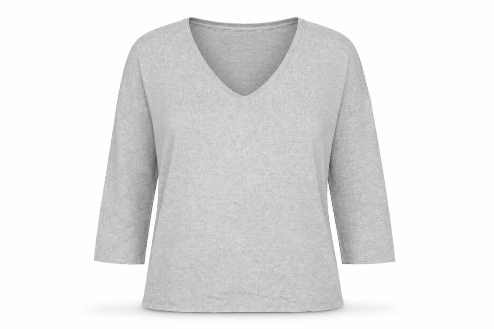 VERO MODA Womens Grey V-Neck  Polyester Pullover Jumper Size S
