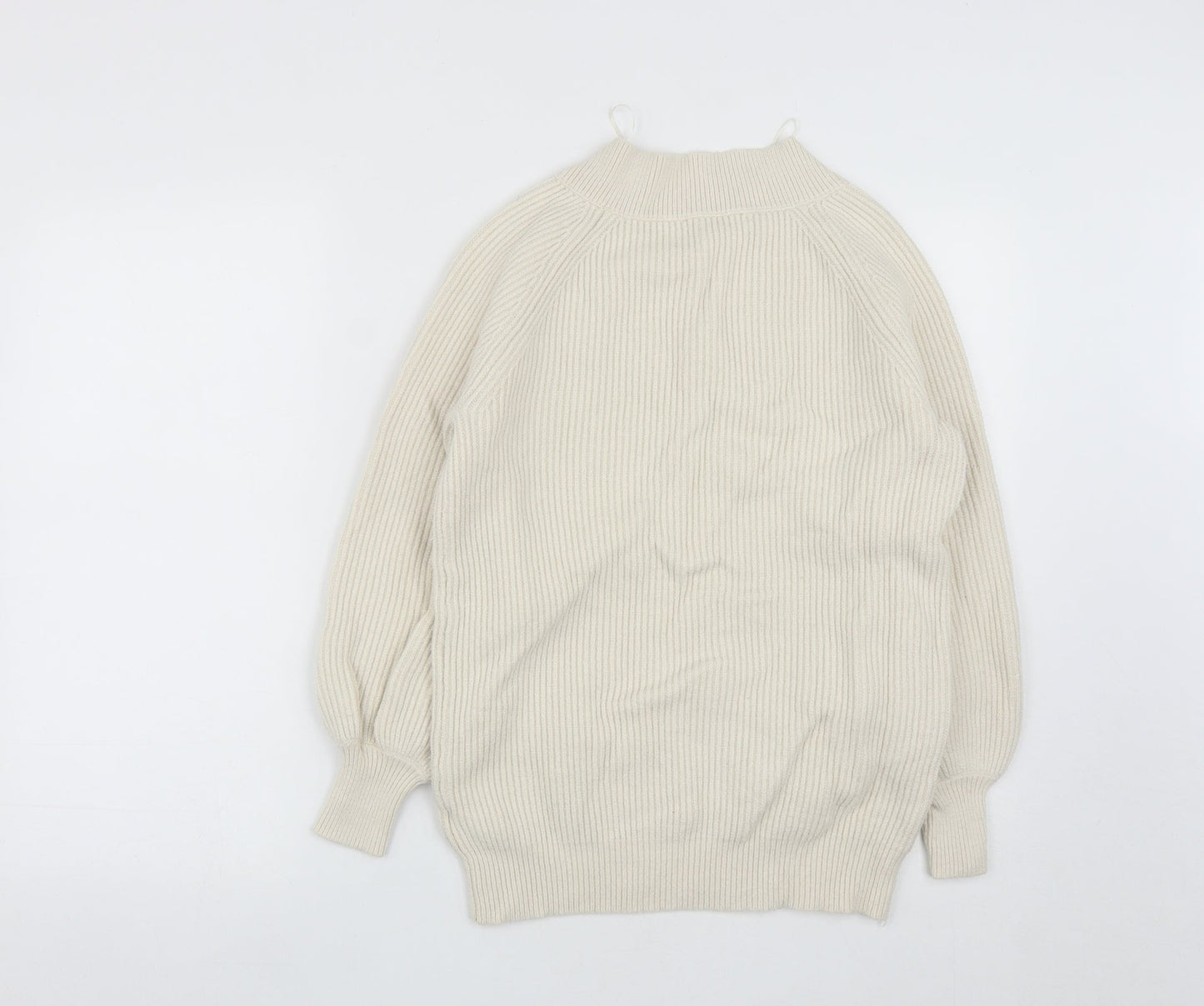 NEXT Womens White V-Neck  Viscose Pullover Jumper Size S