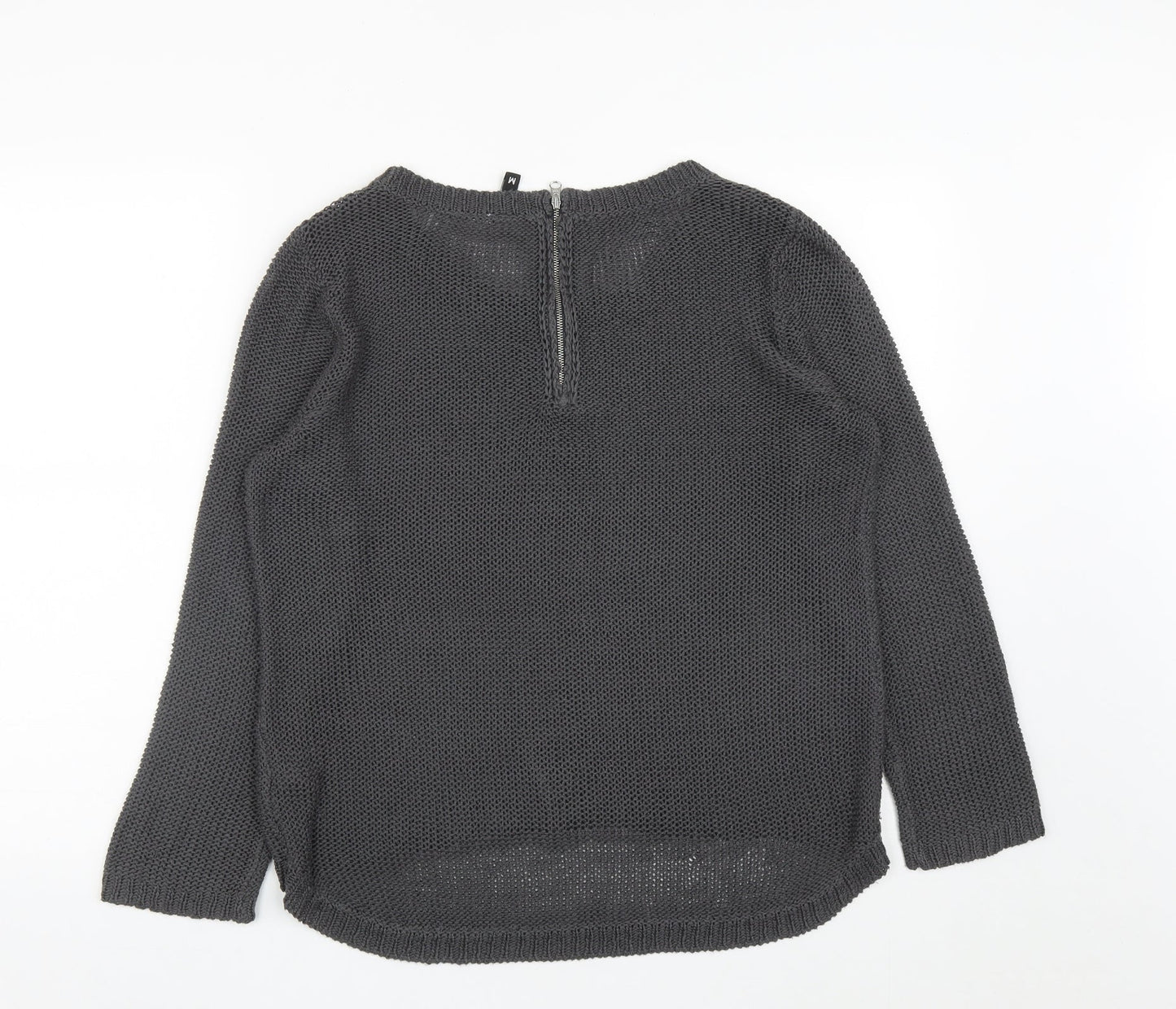 H&M Womens Grey Round Neck  Acrylic Pullover Jumper Size M