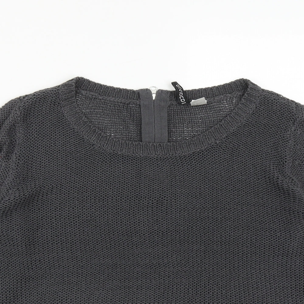H&M Womens Grey Round Neck  Acrylic Pullover Jumper Size M