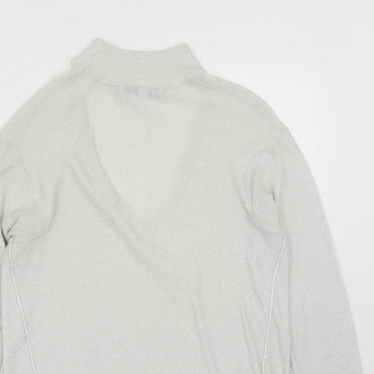 Next Womens Silver V-Neck  Viscose Pullover Jumper Size 6