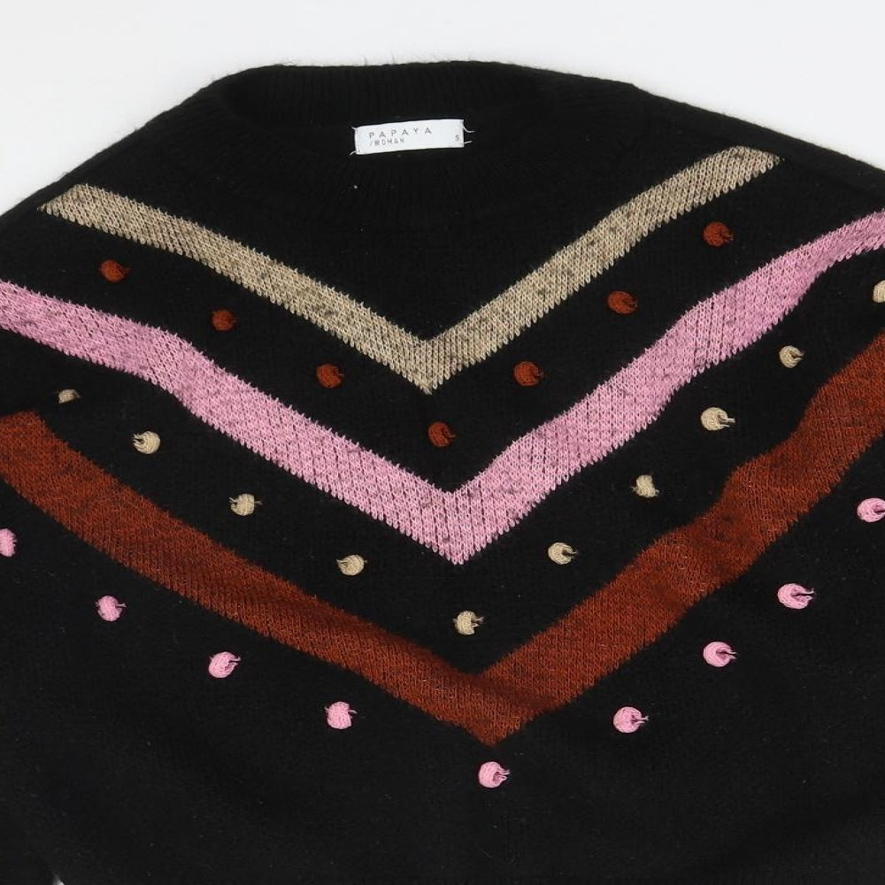 Matalan Womens Black Round Neck  Acrylic Pullover Jumper Size S