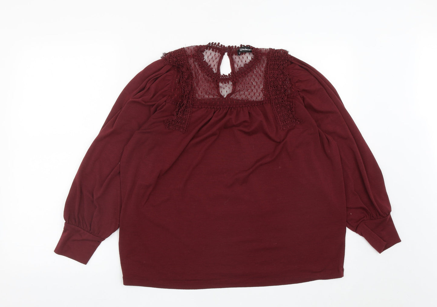 Kaleidoscope Womens Red  Polyester Basic Blouse Size 12 Round Neck