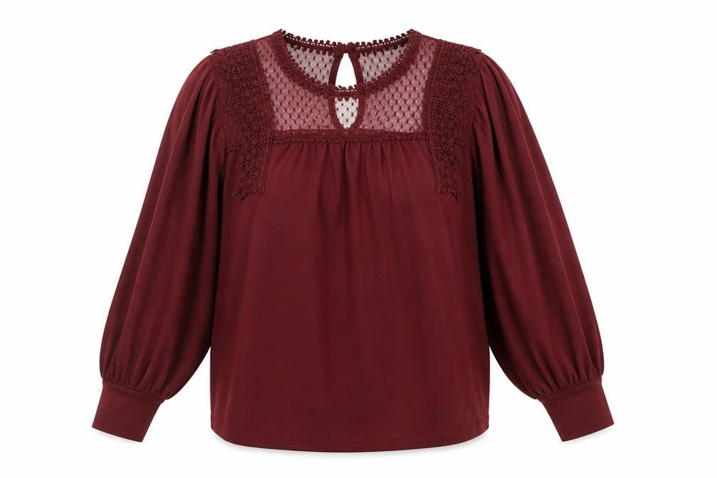 Kaleidoscope Womens Red  Polyester Basic Blouse Size 12 Round Neck