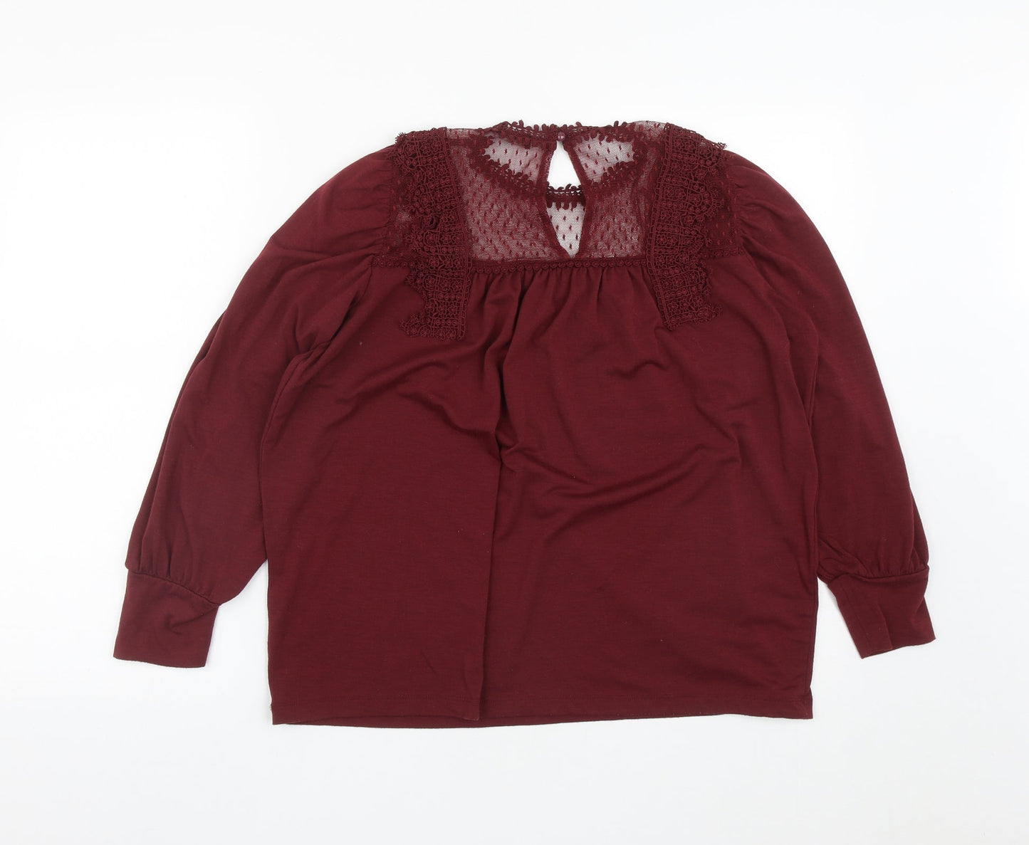 Kaleidoscope Womens Red  Polyester Basic Blouse Size 12 Round Neck