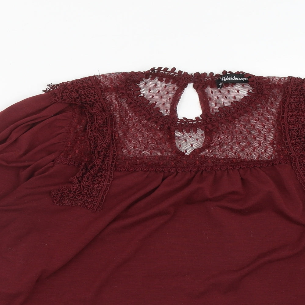 Kaleidoscope Womens Red  Polyester Basic Blouse Size 12 Round Neck