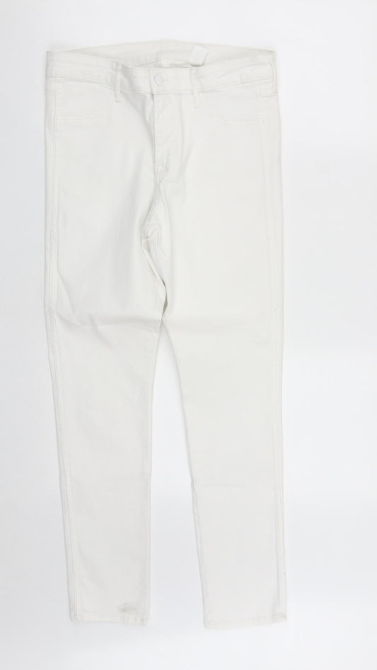 H&M Womens White  Cotton Skinny Jeans Size 30 in L27 in Regular Zip