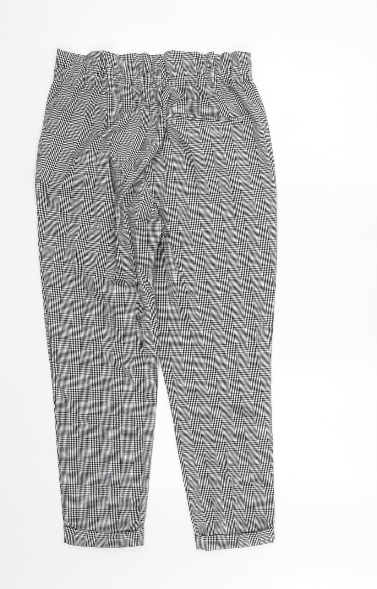Zara Womens Black Plaid Polyester Carrot Trousers Size M L27 in Regular