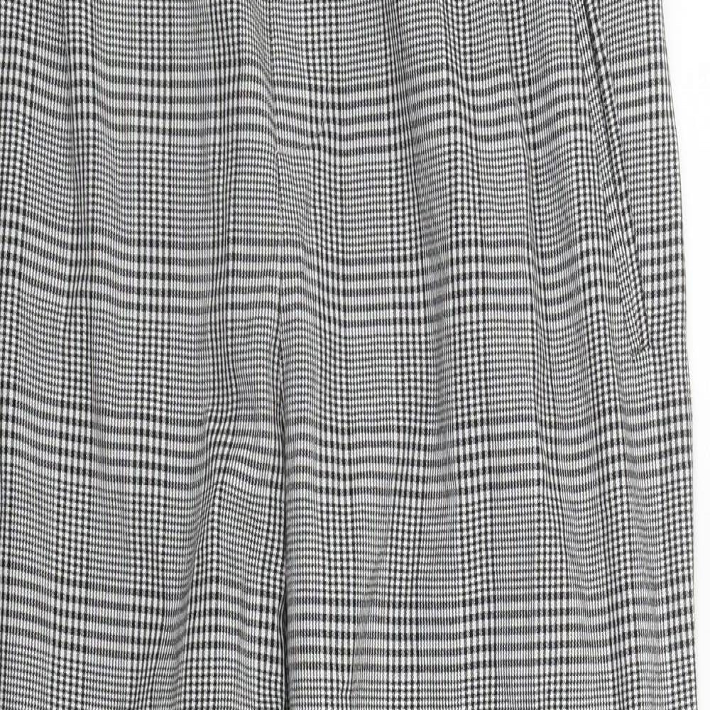 Zara Womens Black Plaid Polyester Carrot Trousers Size M L27 in Regular
