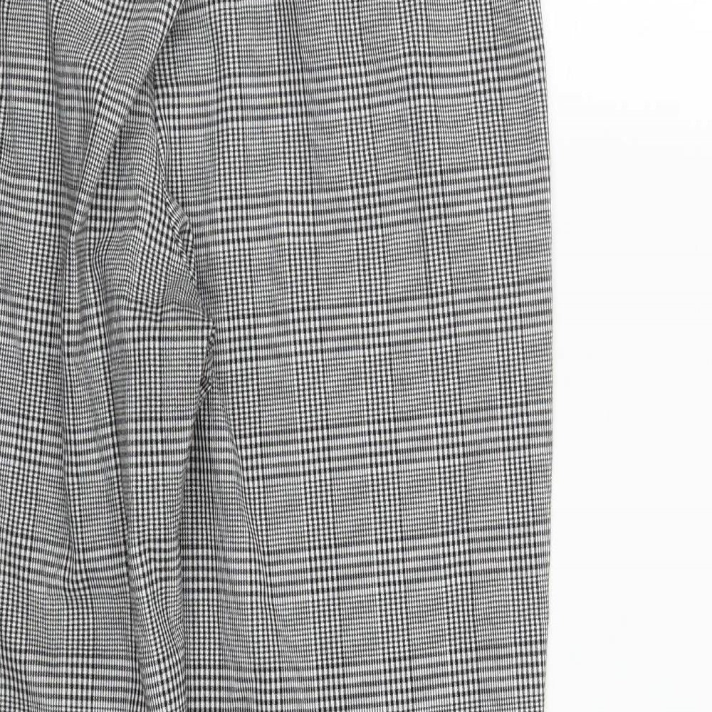 Zara Womens Black Plaid Polyester Carrot Trousers Size M L27 in Regular