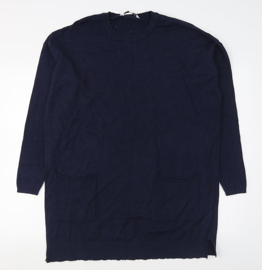 Amara Reya  Womens Blue Round Neck  Viscose Pullover Jumper Size S