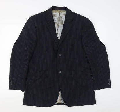 City Survival Mens Blue Striped Viscose Jacket Suit Jacket Size 38