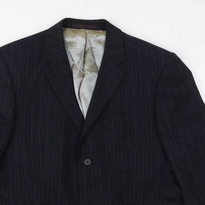 City Survival Mens Blue Striped Viscose Jacket Suit Jacket Size 38