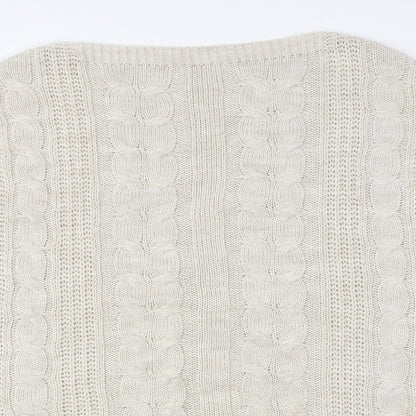Preworn Womens Beige Boat Neck  Acrylic Pullover Jumper Size M