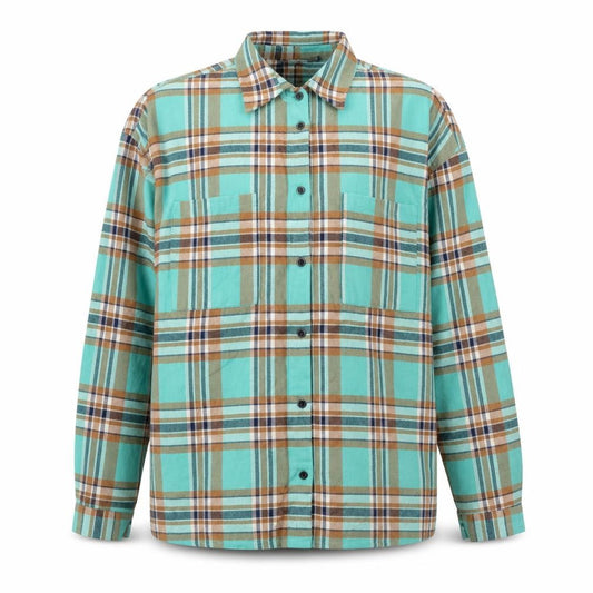 Boohoo Mens Green Plaid Polyester  Button-Up Size M Collared Button