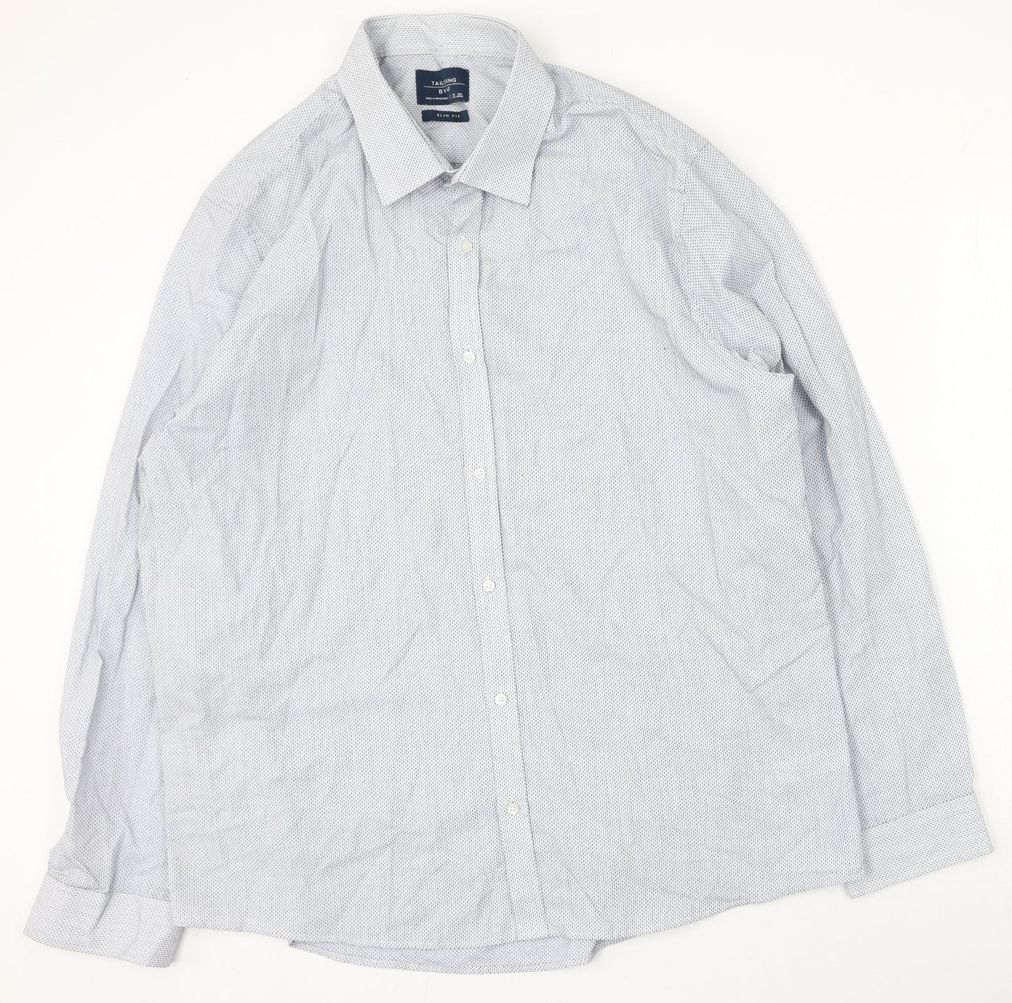 F&F Mens Blue  Polyester  Button-Up Size 44 Collared