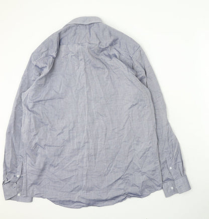 F&F Mens Blue  Polyester  Button-Up Size 43 Collared