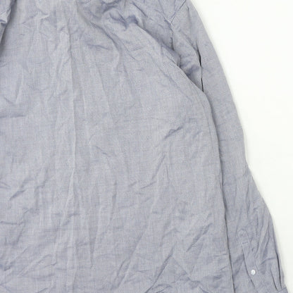 F&F Mens Blue  Polyester  Button-Up Size 43 Collared