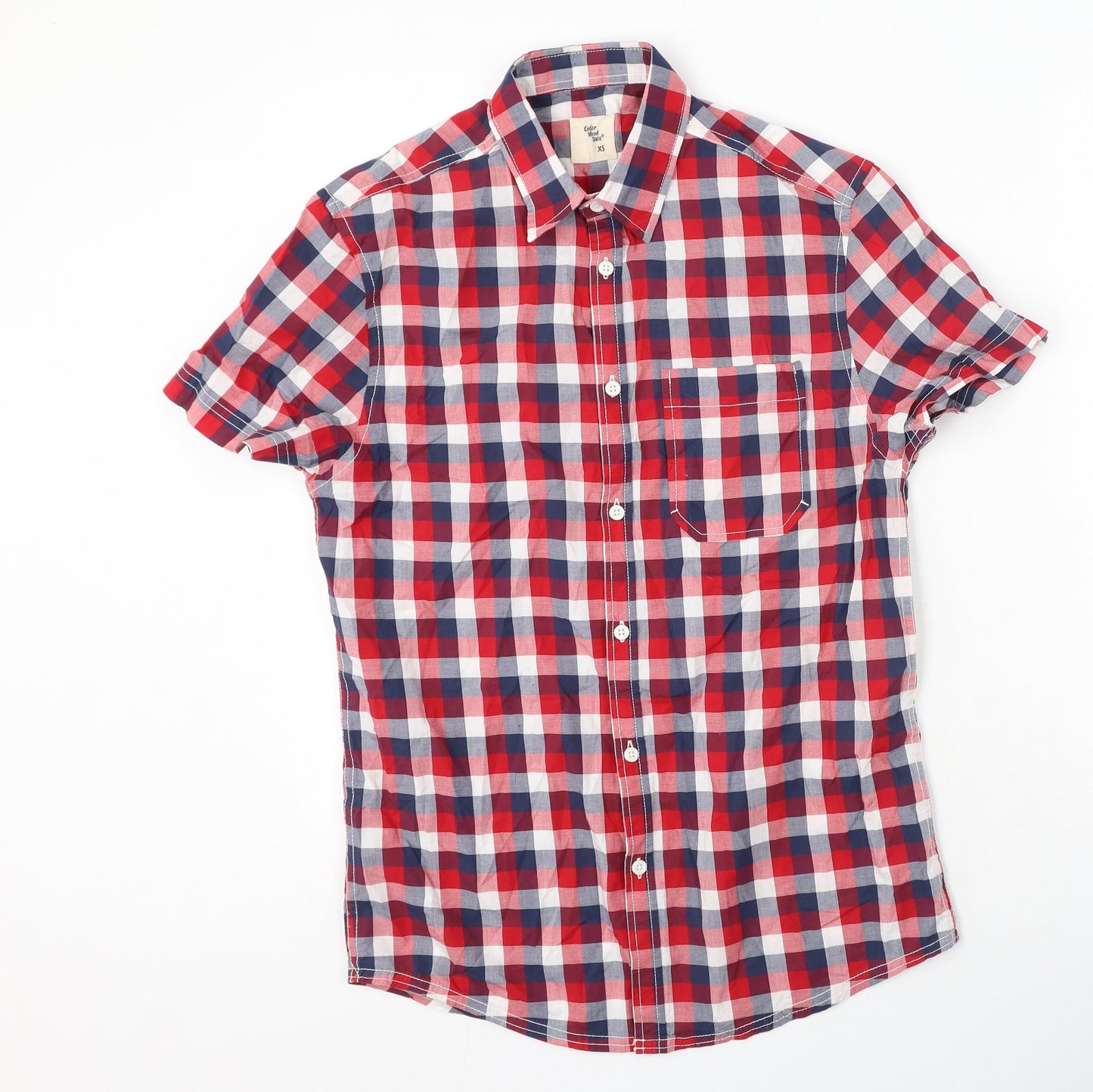 Cedar Wood State Mens Red Plaid Cotton  Button-Up Size XS Collared