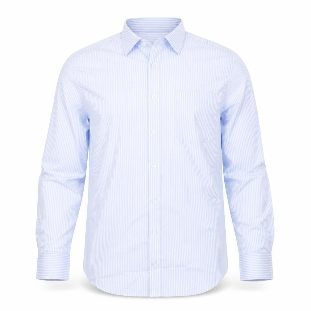 Marks & Spencer Mens Blue Striped Polyester  Button-Up Size 39 Collared